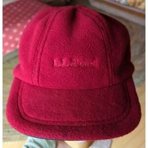 LL BEAN Fleece Polartec Cap Ear Covers Red  Large/XL Hat USA